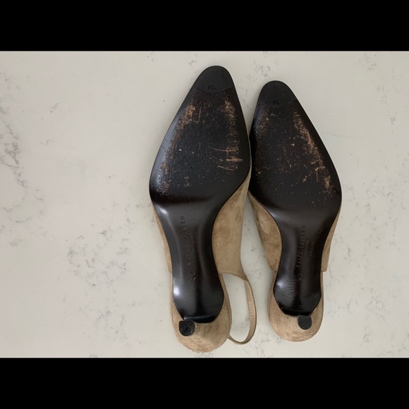 Ralph Lauren Collection taupe suede slingback 7b - Picture 5 of 6